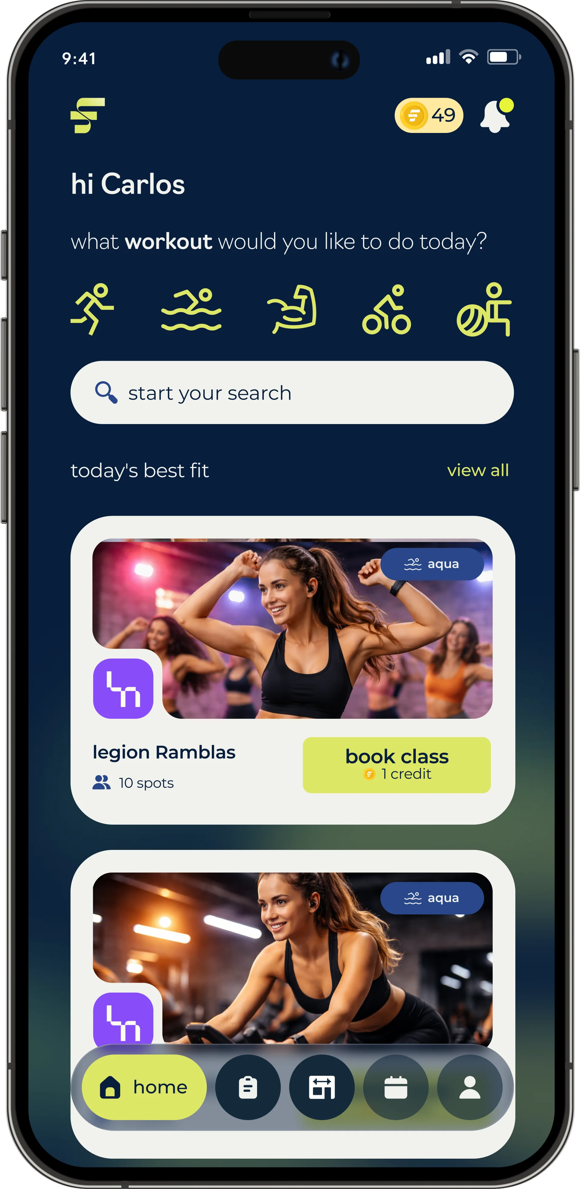 Pantalla de inicio de la app FlexPass